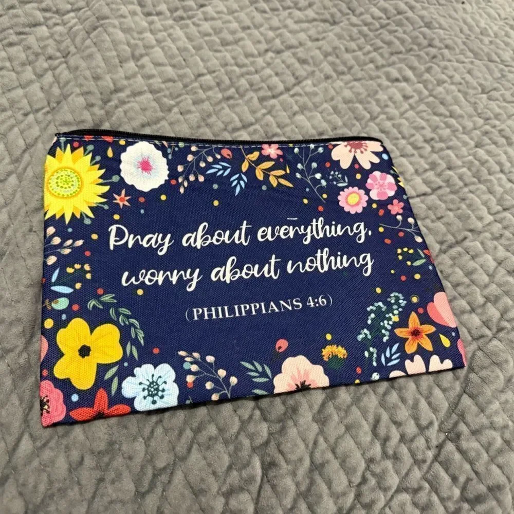 Floral Scripture Pouch – “Pray About Everything” Philippians 4:6